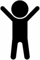 A stick figure celebrating.