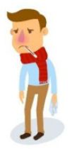 Clipart depiction of a man feeling unwell.